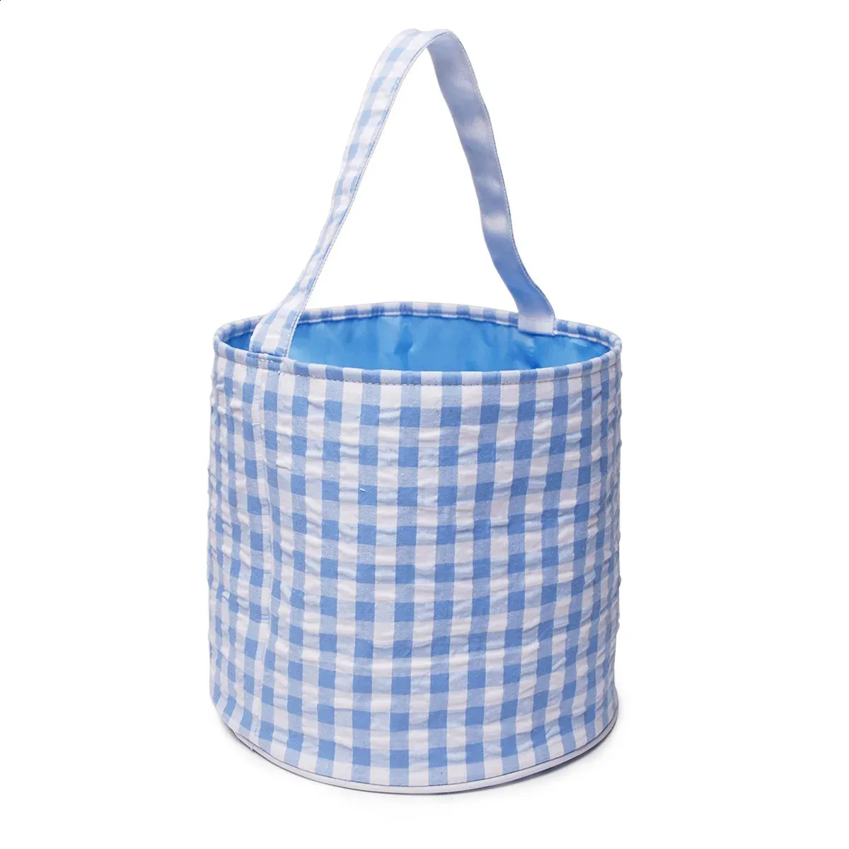 Personalized Baskets Custom Embroidered Name Basket Seersucker Monogram Easter Tote Candy Bag 240822_voghion.com