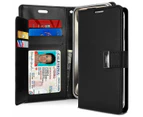 Goospery 16 Plus Rich Diary Wallet Flip Case Leder Kartenfächer Magnetverschluss (Schwarz)_voghion.com