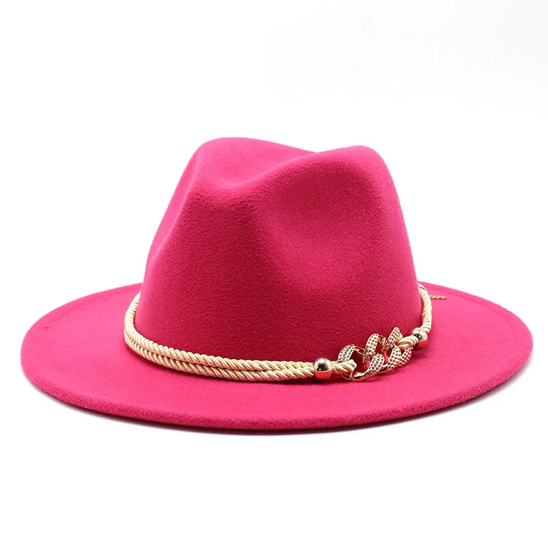Blackwhite Wide Brim Simple Top Panama Solid Felt Fedoras Hat for Men W_voghion.com