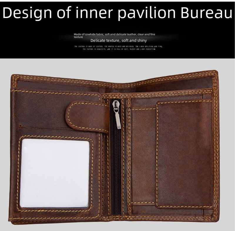 RFID abgeschirmte Herren Portemonnaie Vintage Kartenhalter Vertikale Geldbörse_voghion.com