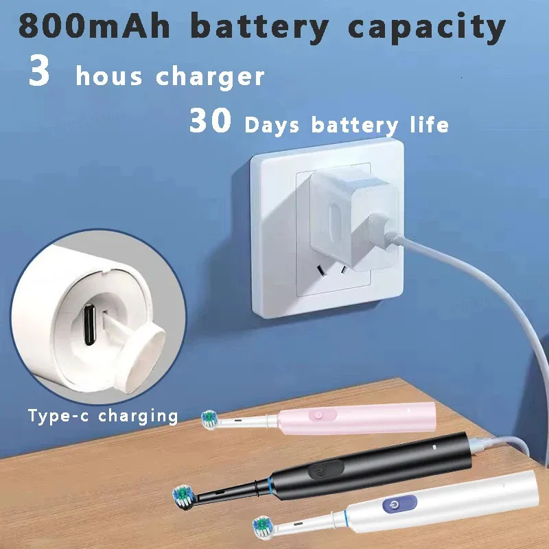 Electric Rotary Cleaning Teeth Waterproof Electronic Tooth Brush With Timer Rechargeable Toothbrush With 8 Head 250102_voghion.com