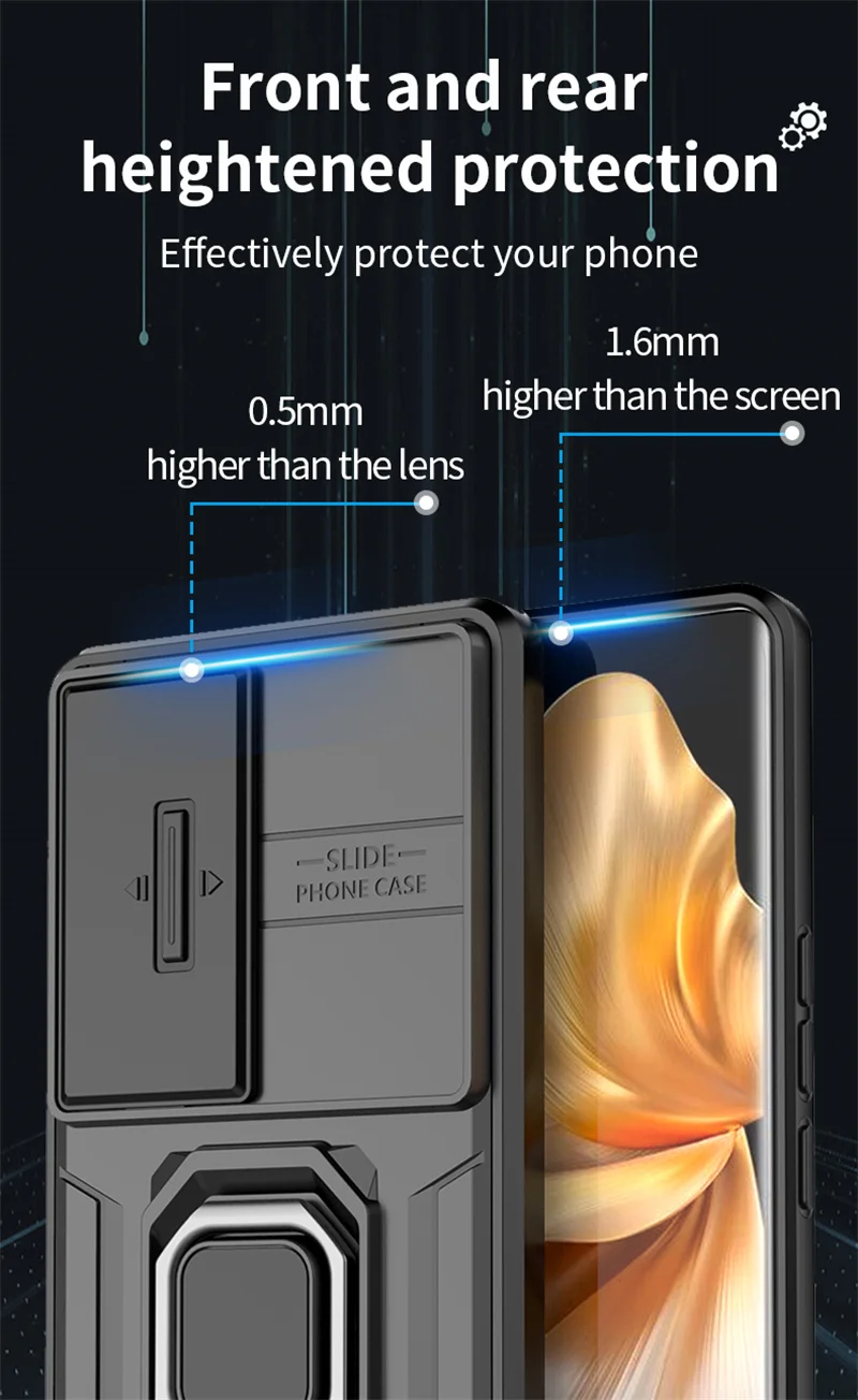Pour Vivo V30 Pro S18 Armor Phone Case avec Slide Camera Lens Protection Ring Magnetic Holder Bracket Shell Back Cover_voghion.com