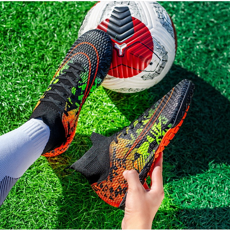 Cleats Men Soccer Shoes Football Boots Grass Training Match Sneakers Ultralight Non-Slip Long Spikes Unisex_voghion.com