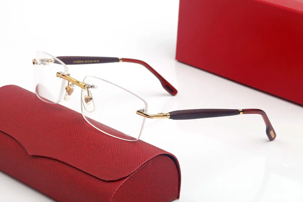 designer Sunglasses Eyeglasses vintage frames wood temples with Metal Frameless Full Rim Semi Rimless rectangular shape_voghion.com