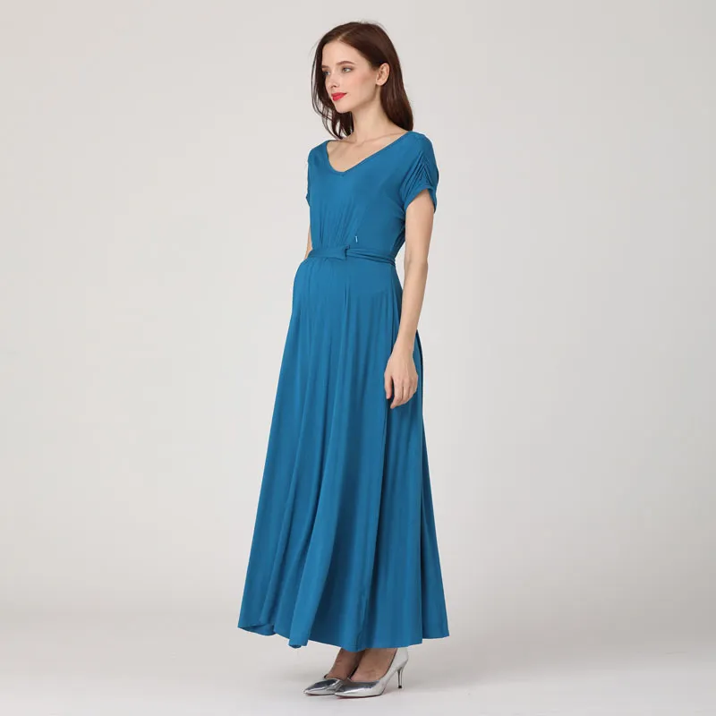 Emotion Moms 2024 Spring Summer Maternity Clothes Dress Casual Sexy V Neck For Pregnant Women LJ201114_voghion.com