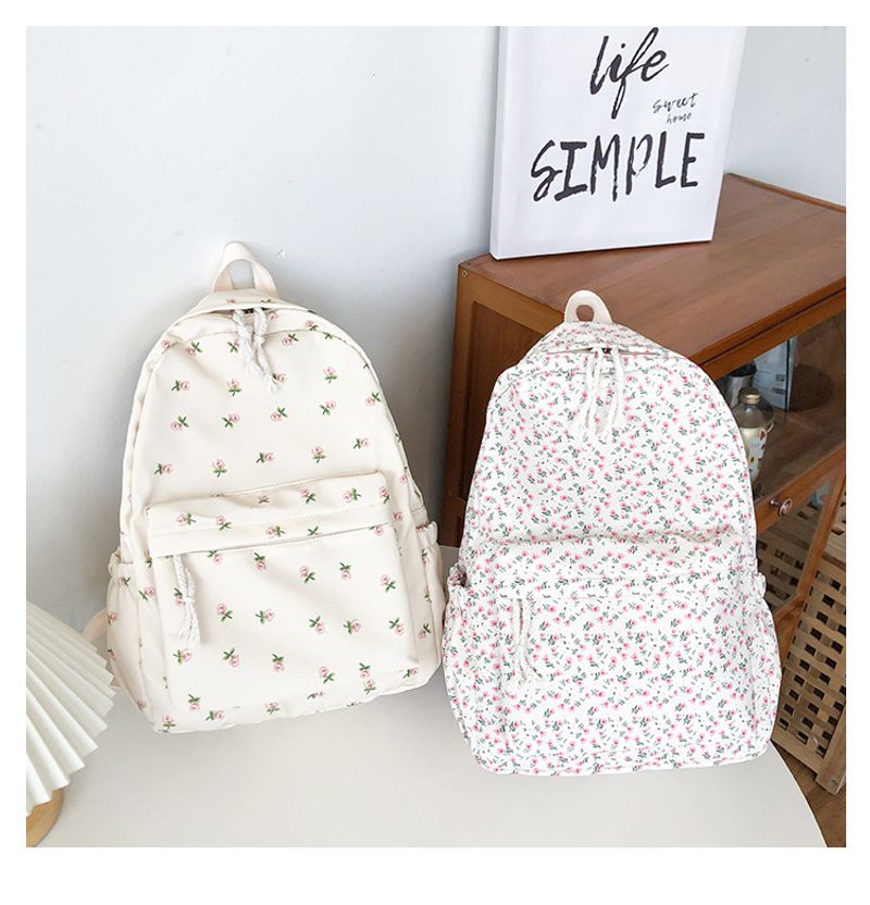 Schultasche weibliche kleine frische literarische Allgleiches Freizeit Blumenmädchen Student Rucksack_voghion.com