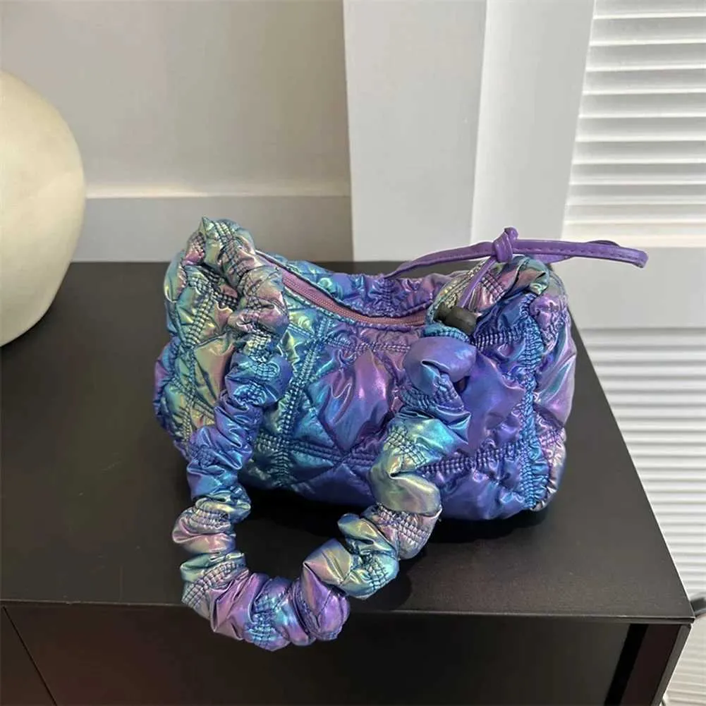 Borsa a tracolla imbottita da donna Hobo Armpit Cloud Pleatd con coulisse, trapuntata, a tracolla, elegante, per ragazza C241216_voghion.com