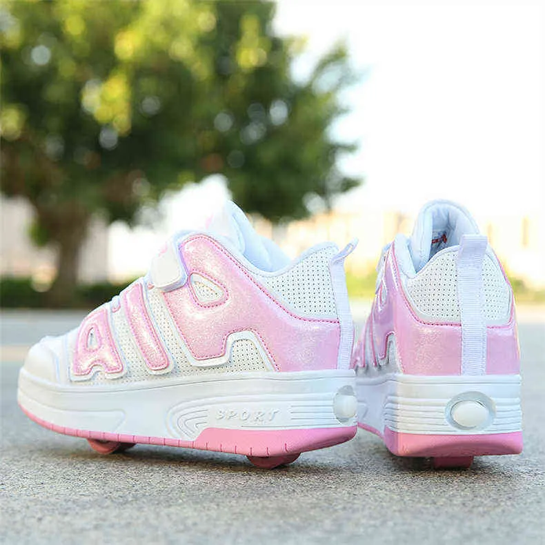 Chaussures de sport à roulettes avec deux roues pour enfants garçons filles mode tennis enfants garçon fille patinage roue sneaker_voghion.com