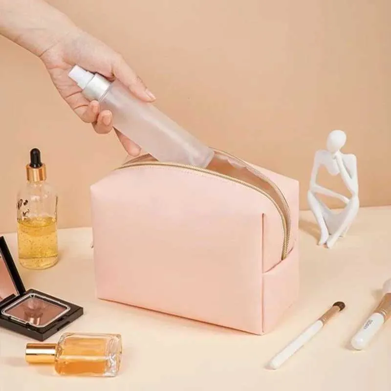 Trousse de maquillage de voyage portable de grande capacité pour femmes et filles, organisateurs de salle de bain, compartiments de rangement pour femmes Ins Ne_voghion.com