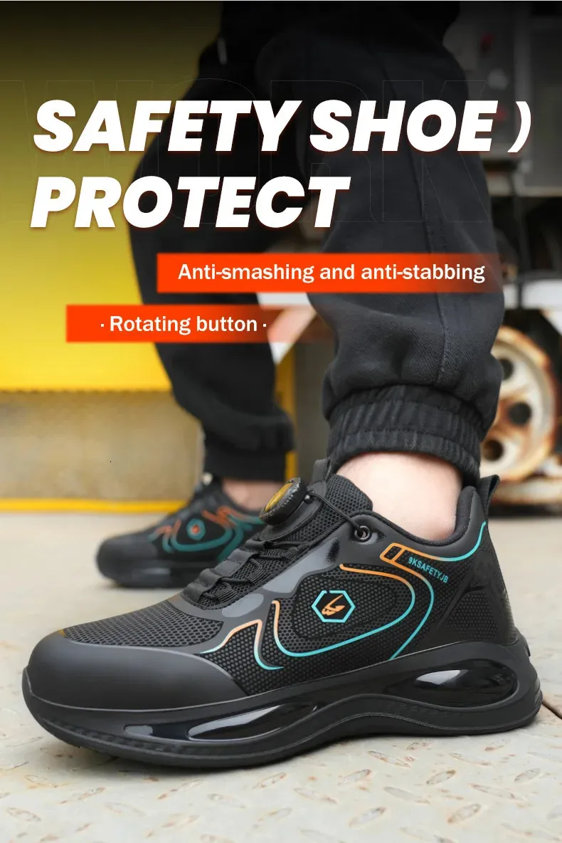 Chaussures de sécurité imperméables pour hommes, bout en acier, protection à coussin d'air et bouton rotatif, pointure 47/48, 250402_voghion.com