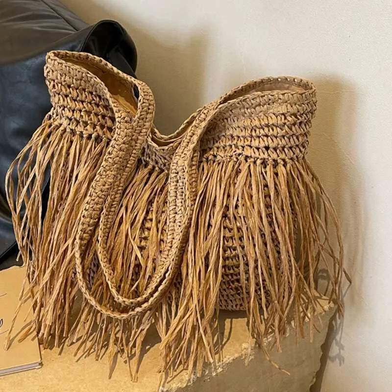 Sac de créateur Sac à bandoulière décontracté de haute qualité Str tissé grande capacité solide femme 2024 été chaud selg voyage en bord de mer_voghion.com