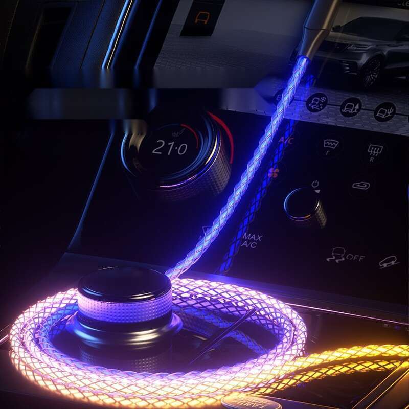 Flowing RGB Data Suitable For PD Fast Charging, Huawei TypeC Iridescent Car Charging Cable_voghion.com