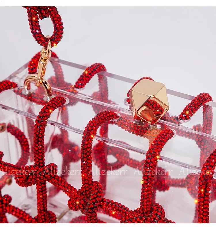 Bolsos de mano de noche con caja de acrílico transparente Dia para mujer, bolsos de mano y carteras de mano con cuerda anudada tejida, para bodas y fiestas_voghion.com