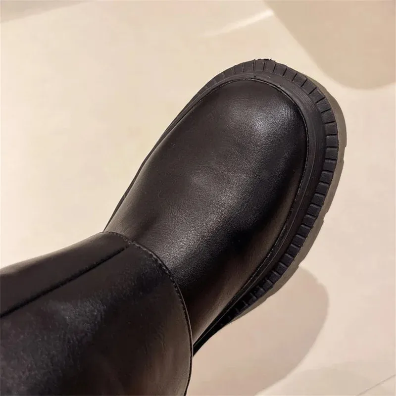 Design Sense Lång tub Tjocksulad Knight Fashion Retro Executive Pants Boots 240930_voghion.com