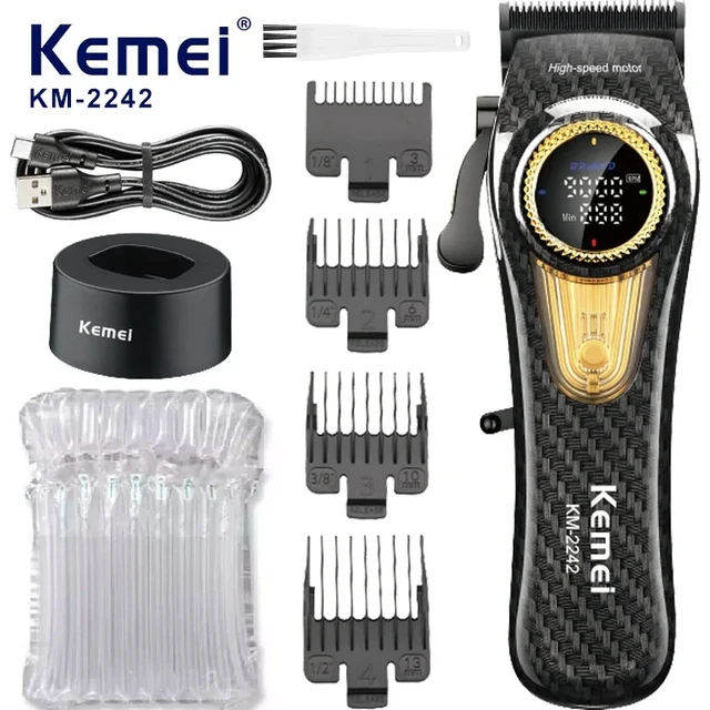 Aparador profissional ajustável para homens, aparador elétrico para barba, recarregável, cortador de cabelo, hine barbeiro 9000RPM_voghion.com