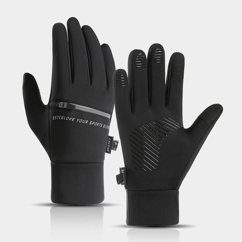 Gants de cyclisme pour homme, coupe-vent, imperméables, chauds, en velours, pour écran tactile et fermeture éclair, pour l'automne et l'hiver_voghion.com