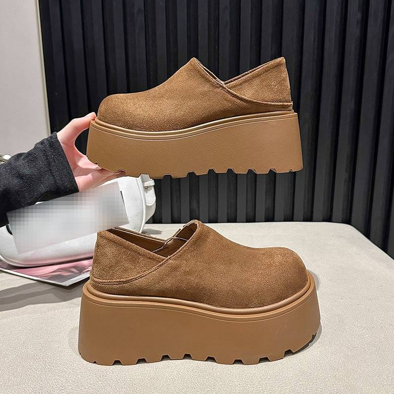Women's Comfortable Slip-On Style Shoes With Thick Platform Sole, Anti-Slip & Two-Way Wear, Round Toe Loafers For Spring/Autumn/Winter_voghion.com