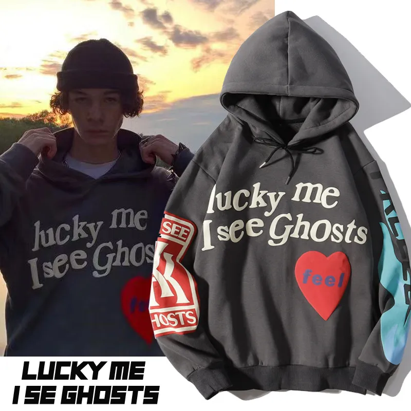 Kleidung Lucky Me I See Ghosts Print Hoodie Herren Damen Designer Hoodies Pullover Herbst Winter Sweatshirts_voghion.com