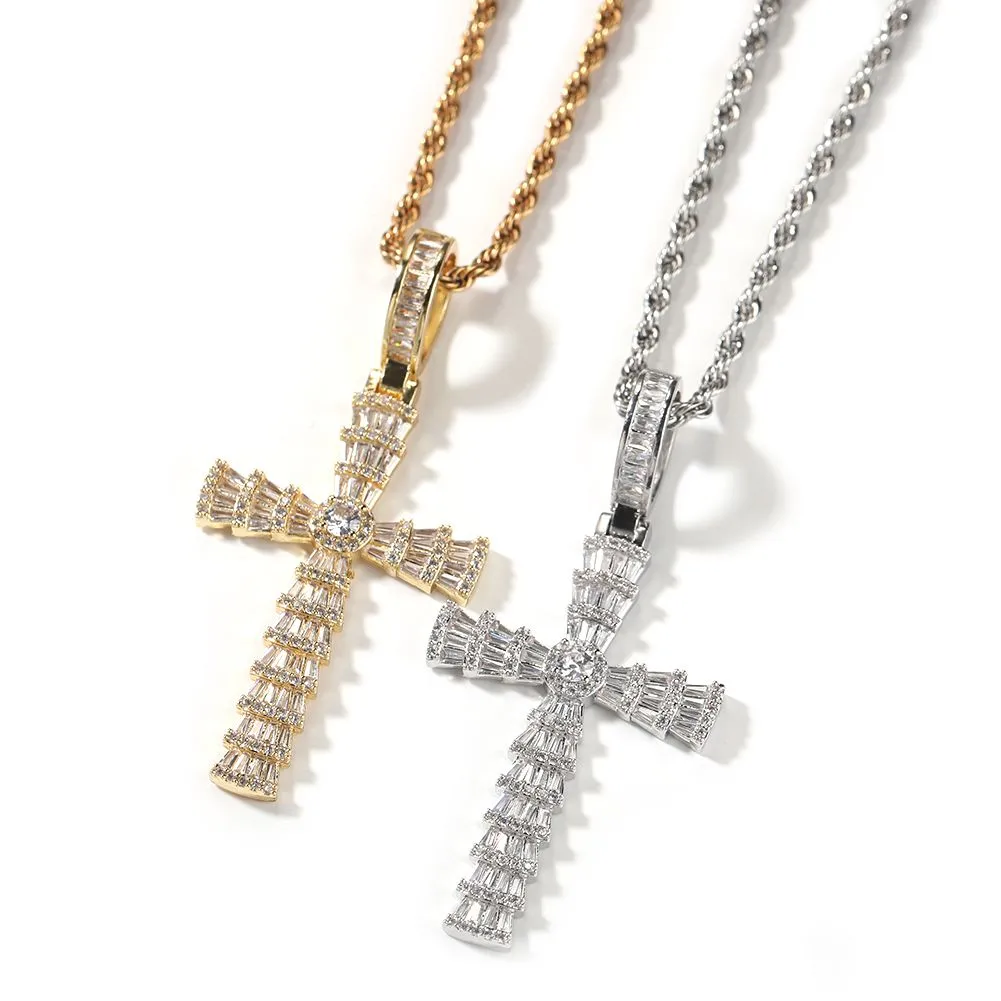 Cross Pendant Necklace For Men With 5a Zircon And Gold Plating_voghion.com