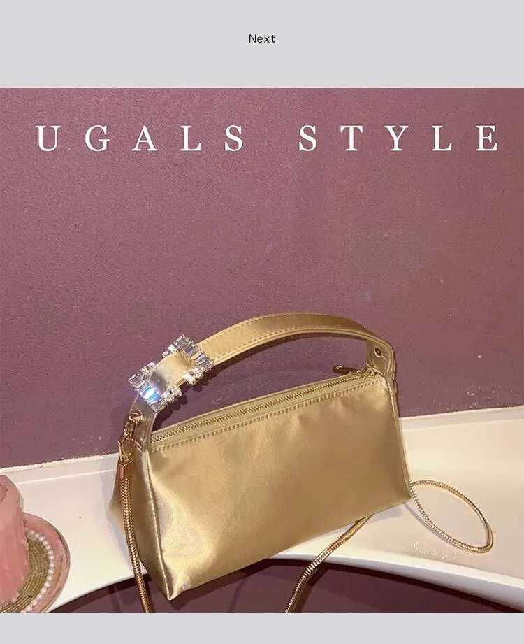 Moda Satin Square Glitter Rhies Dia Sera Donna Borsa a mano Festa di nozze Pochette Borsa a tracolla Street Dressing_voghion.com