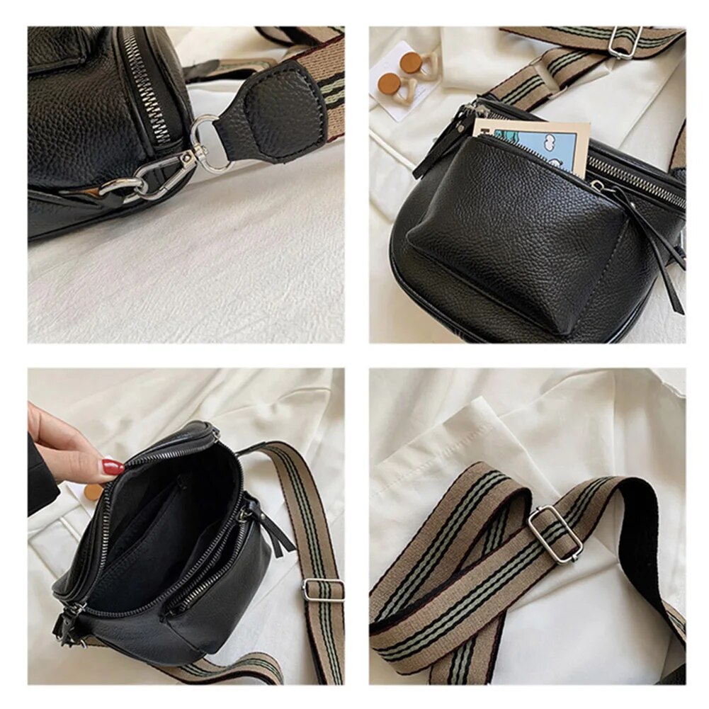 С доставкой Damen Vintage Leder Crossbody Schulter Taschen für Frauen Brust Tasche 2023 Marke Dame Trend Handtaschen Fanny Pack_voghion.com