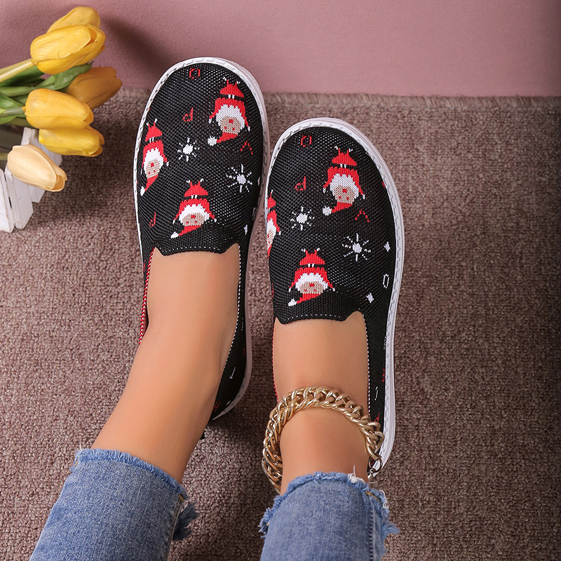 Loafer für Damen mit runder Spitze und Weihnachtsmotiv_voghion.com