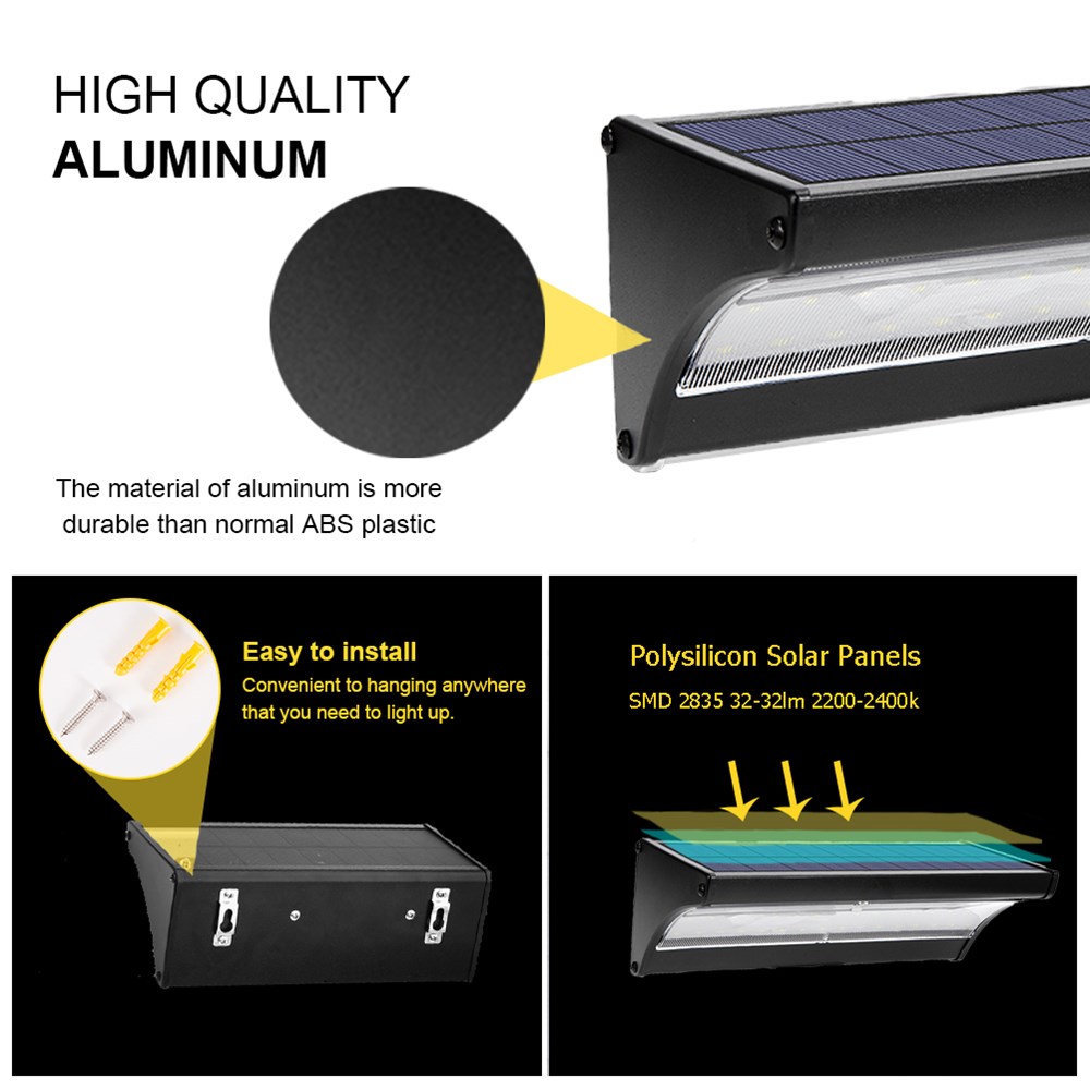 Solar-LED-Licht für den Außenbereich, Solarlicht für den Außenbereich, LED-Solarreflektor, Bewegungsmelder, Wandleuchte, Gartenlicht, Außenbeleuchtung_voghion.com