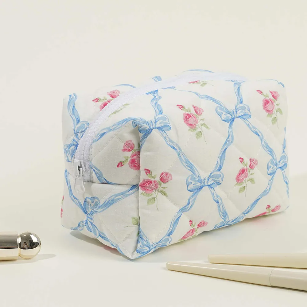 Borsa da viaggio portatile, casual, da donna, piccola, con pochette porta trucchi, grande capacità, in cotone e rosa._voghion.com