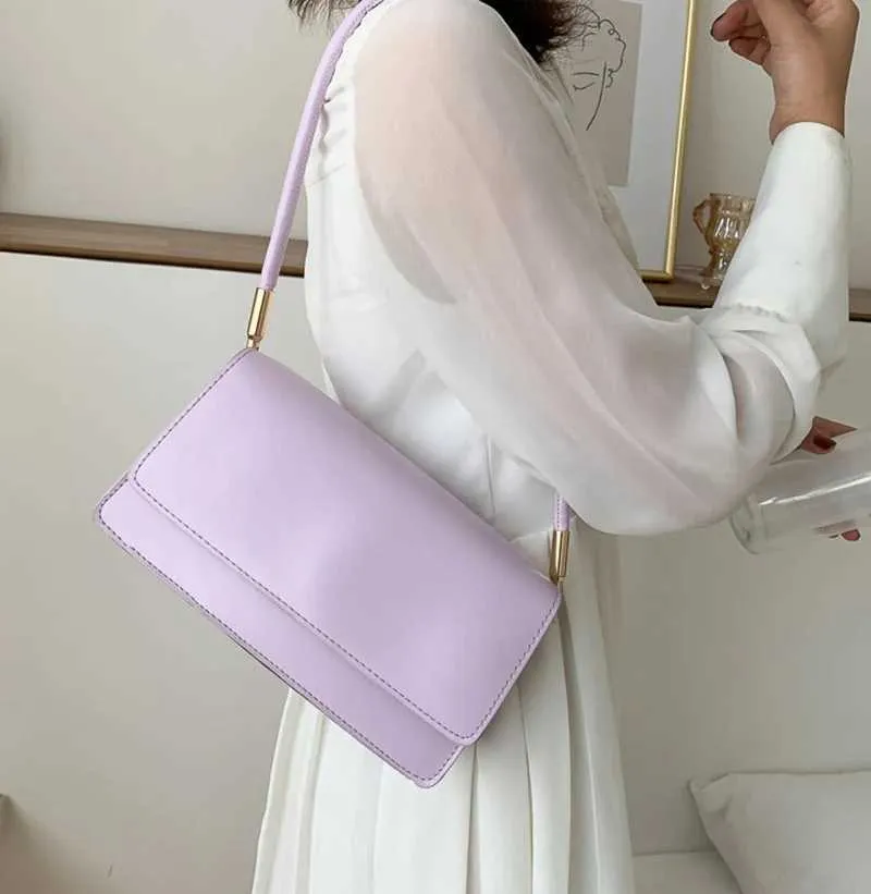 Yeni Moda Kadın Omuz Çantaları Basit Düz Renk Koltuk Altı El Çantası El Çantası El Çantası ClutchC241104_voghion.com