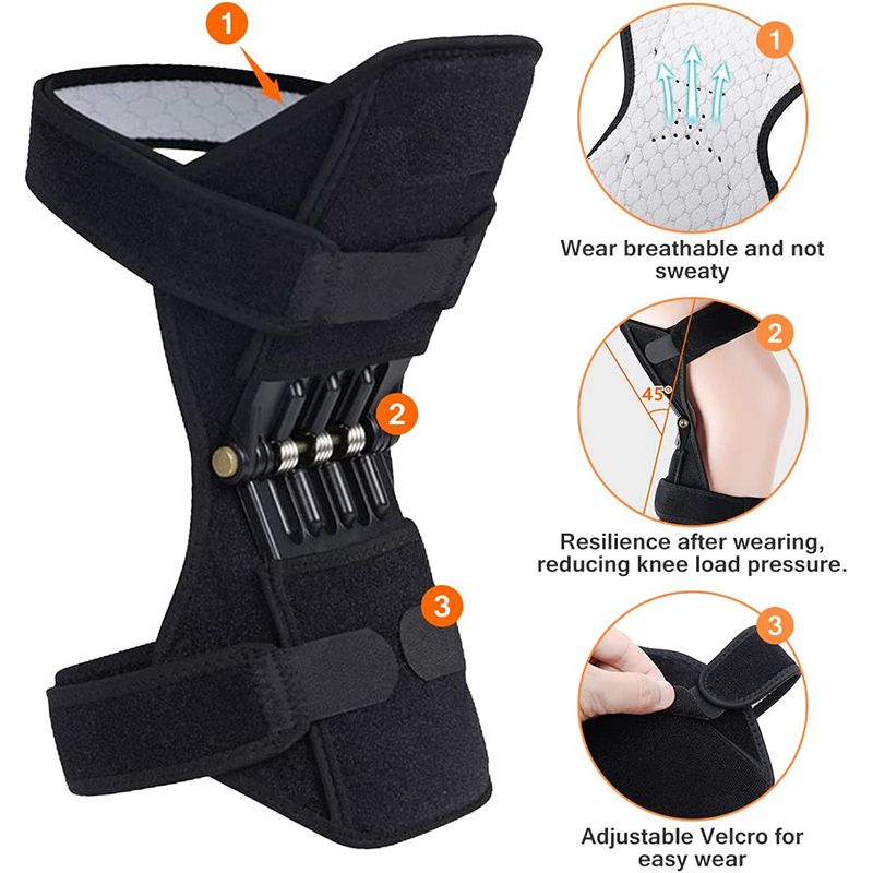 Protection Booster Power Adjustable Knee Pad Support Brace Lift Joint Powerful Rebound Spr Force for Gym Runn_voghion.com
