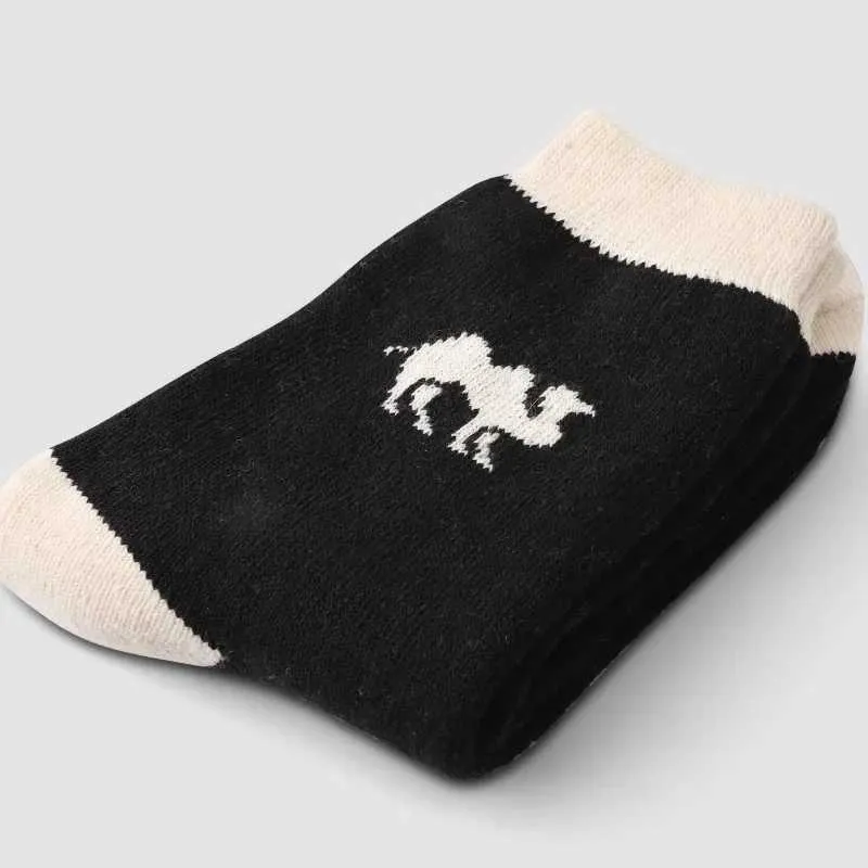 Calzini da donna spessi caldi morbidi in lana con passanti casual autunno inverno cammello Calcetas W240924_voghion.com