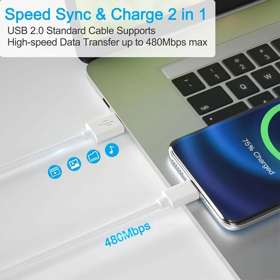 Câble de charge rapide micro USB 3/6 pieds pour chargeur de téléphone Samsung Android LOT_voghion.com