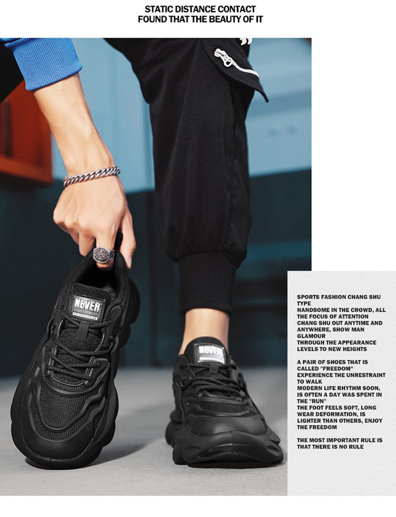 New Versatile Spring Casual Running Sneakers Breathable Men's Lightweight Platform Heightening Trendy Dad Shoes_voghion.com