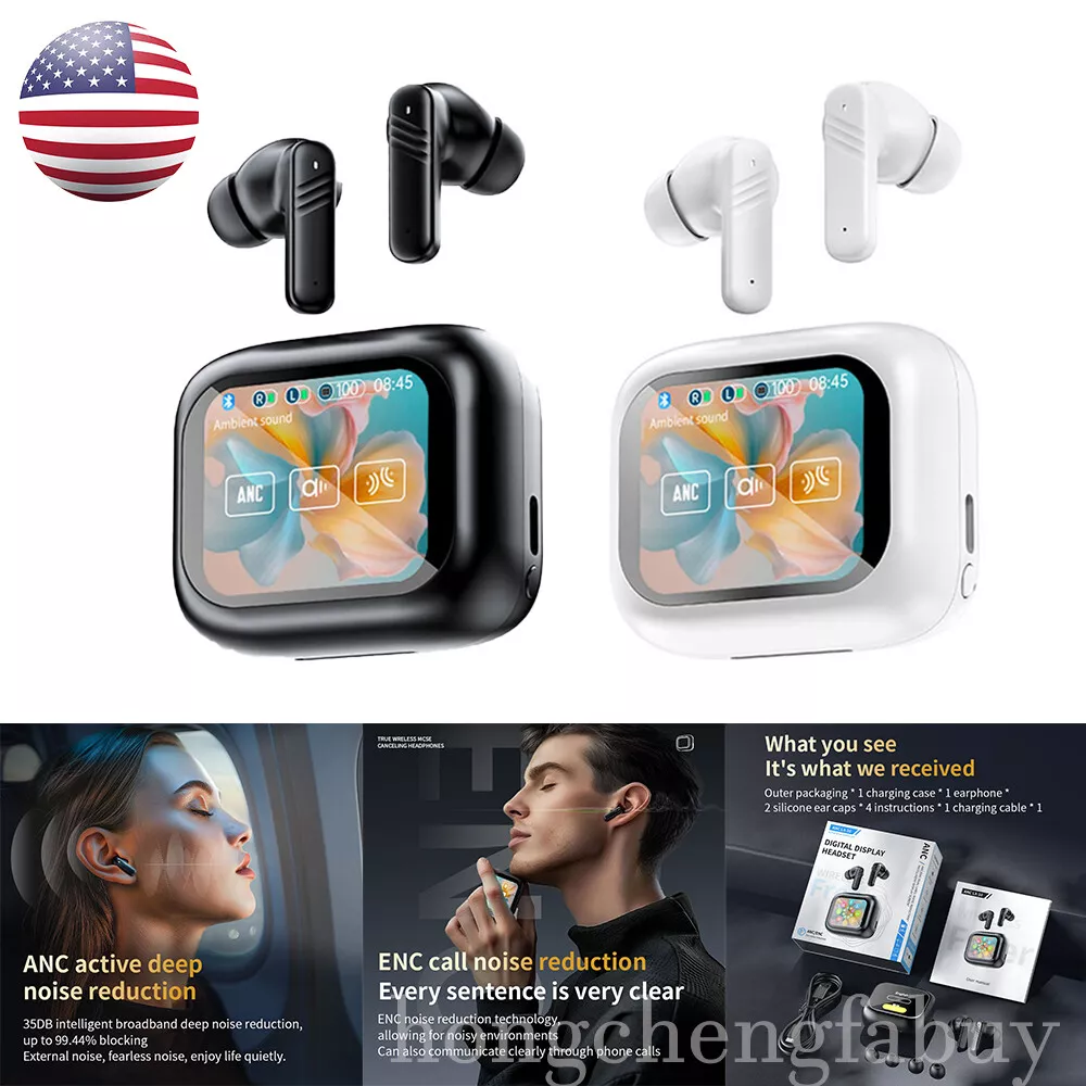 Smart Touch Screen Wireless Earbuds Bluetooth Headphones Active Noise Reduction_voghion.com