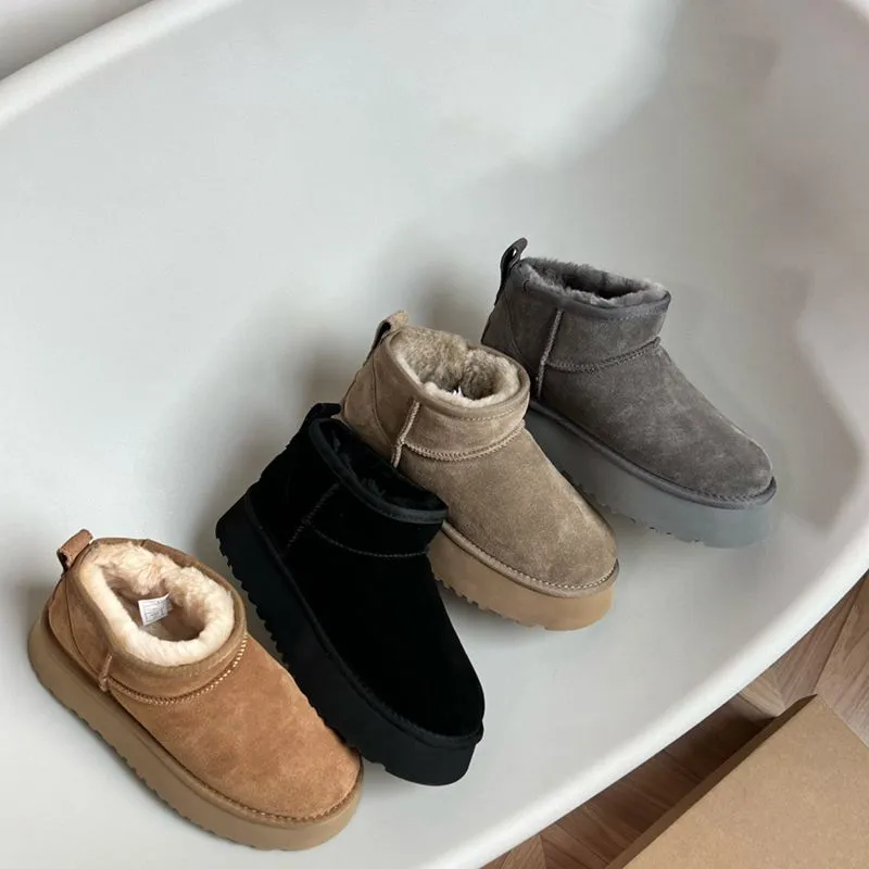 Designer Fluffy Snow Boots Mini Women Men Winter Australia Tasman Platform Ug Boot Fur Slipper Ankle Wool Shoes Sheepskin