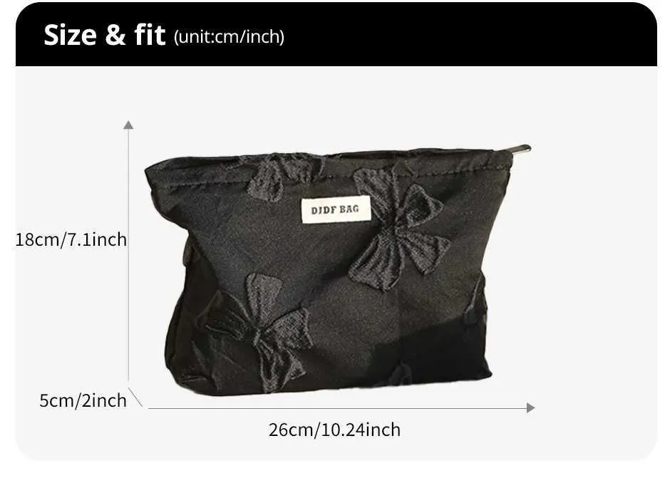 Pochette trucco nera con fiocco grande beauty case elegante_voghion.com