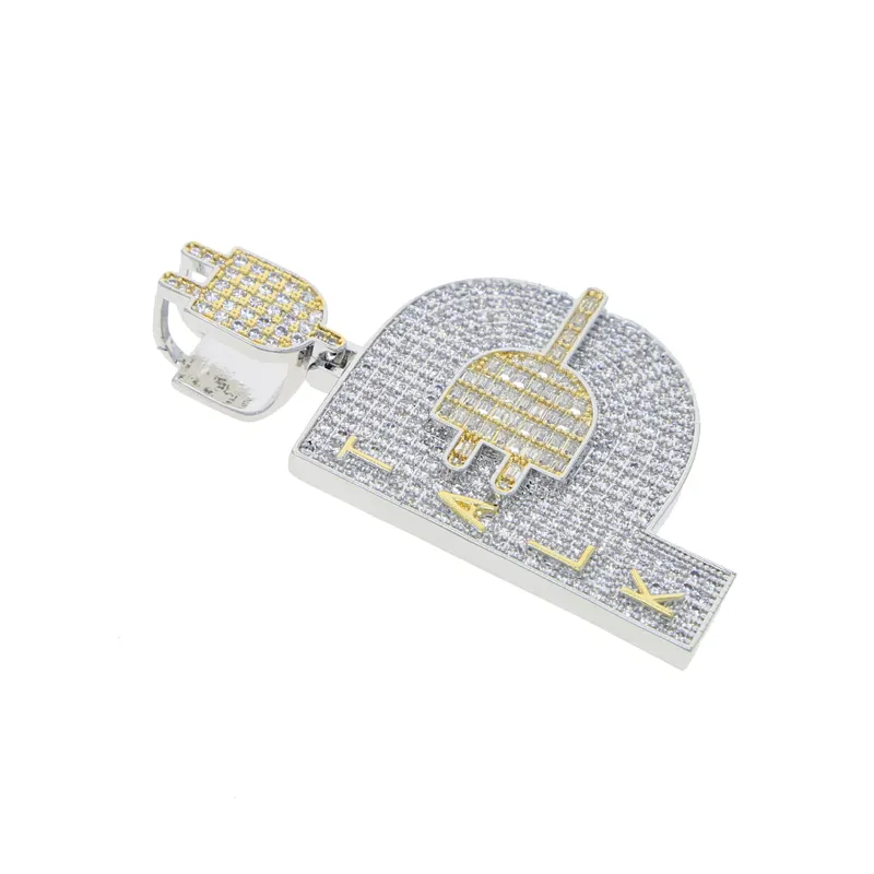 Chaînes Plaqué Or Hip Hop Hommes Bijoux Micro Pave Iced Out Bling Cubique Zircone Pavé Lettre P Forme Talk Plug Pendentif_voghion.com