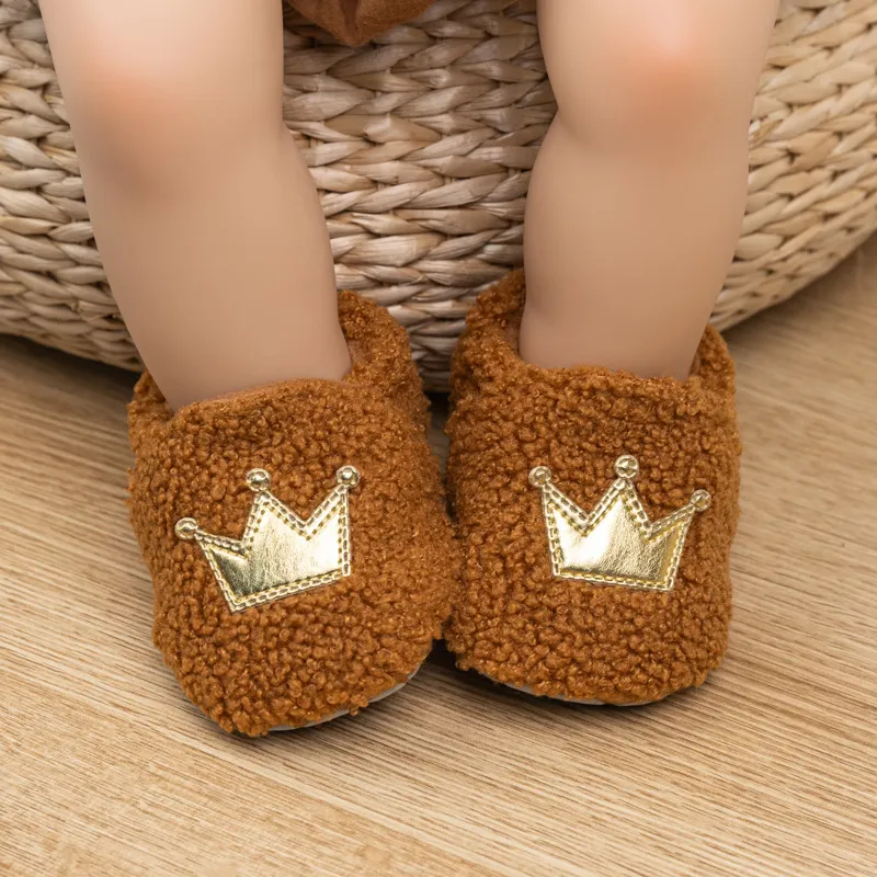 Design vestimentar Crown iarna miel puf nou-născuți cutefeet copii fete băieți copii Toddler pantofi cald și antiderapant Primii pași_voghion.com