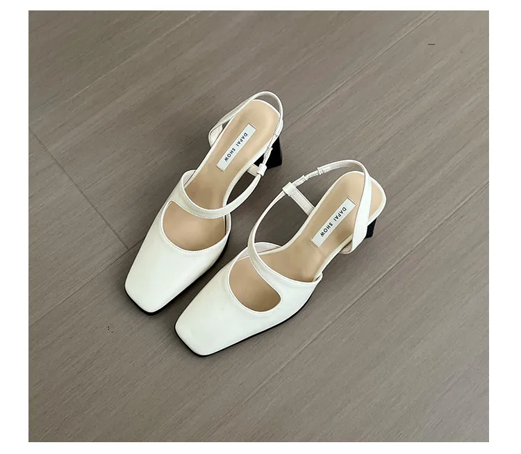 2024 Summer Thick Mary Jane Single Shoes Back Square Head Sandals Female Commuter One e Strap High Heels Free of Mail_voghion.com