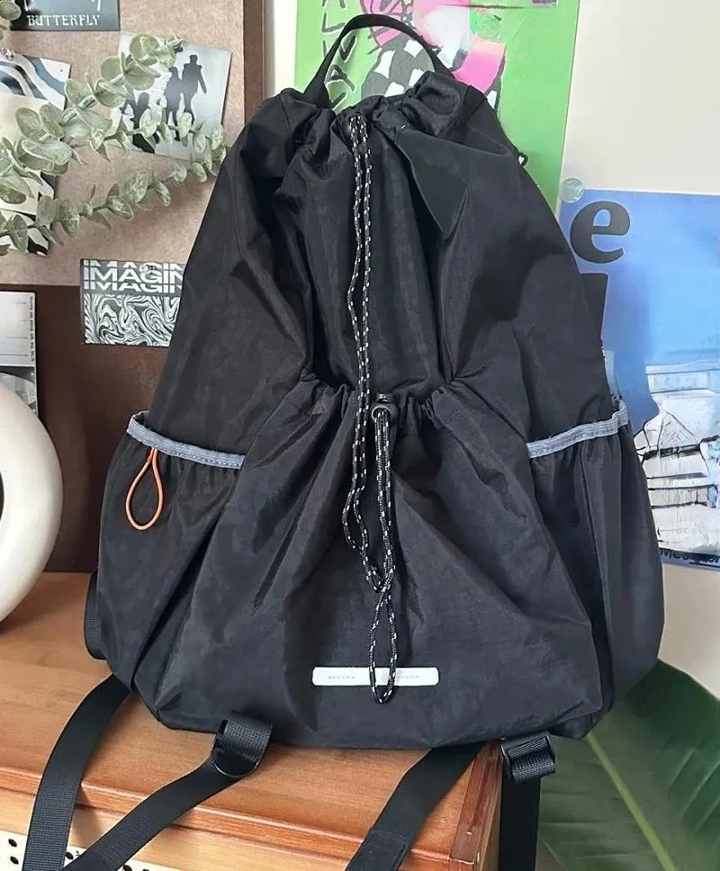 Drawstring Korean Vintage Students Schoolbags Trendy Casual All Match Preppy High-capacity Sports Simple Travel Bags_voghion.com