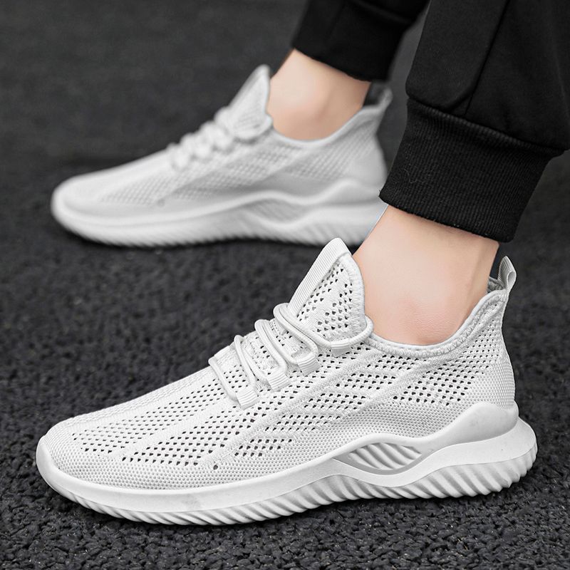 Shoes men autumn summer new flying woven breathable lightweight men's casual mesh shoes_voghion.com