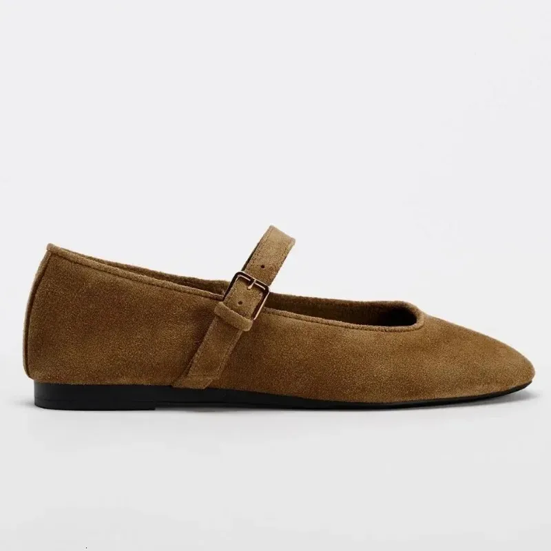 Brown Barefoot Mary Jane Flats For Women Comfortable Walking Shoes_voghion.com