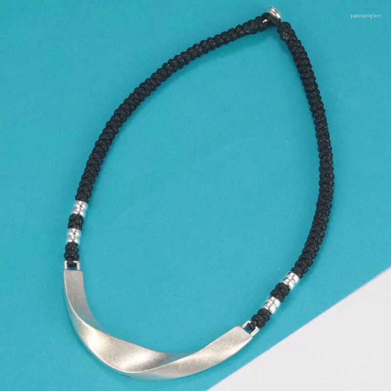 Catene in argento massiccio Sterling Silver a forma di luna con collana in cordino di cera da 17,7 pollici_voghion.com