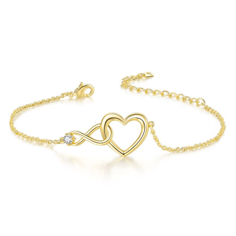 Bracciale unisex a forma di amore infinito per donna, con zircone singolo, semplice e versatile, gioiello da mano._voghion.com