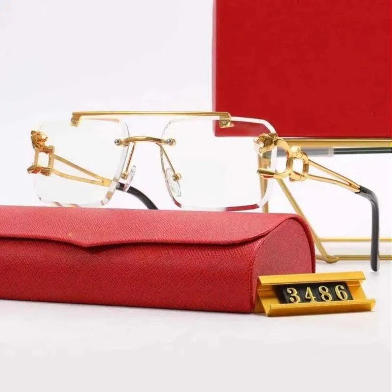 Black Sunglasses Designer Woman Mens Sunglass Curved Temples Metal Frame Rectangle Rimless Oversized Fashion Beach_voghion.com