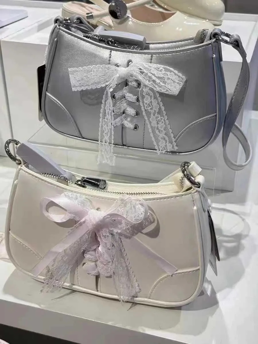 Süße Handtaschen Neue Mode Koreanische Spitze Bogen Strap Schulter Frauen Handtasche Pendler Tasche Y241116_voghion.com