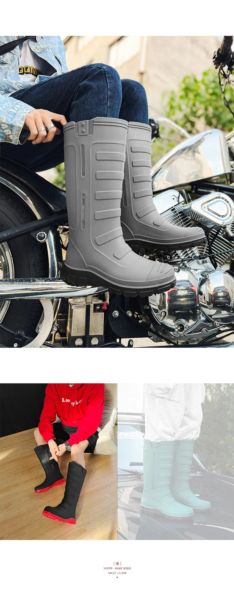 Unisex Rubber Shoes Men and Women Mid Calf Waterproof Work Safety Rain Boots Fishing Husband Botas Para Lluvia_voghion.com