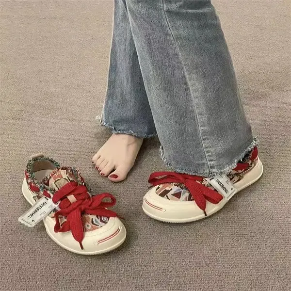 Chaussures en toile pour mendiants, automne et hiver, semelles épaisses, grosse tête, laides, mignonnes, polyvalentes, pour étudiants, petites chaussures blanches, 241220_voghion.com