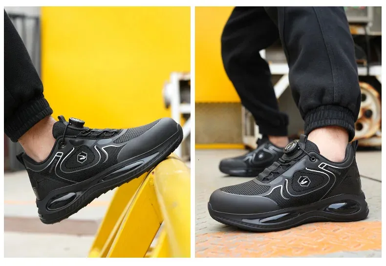 Chaussures de sécurité imperméables pour hommes, bout en acier, protection à coussin d'air et bouton rotatif, pointure 47/48, 250402_voghion.com