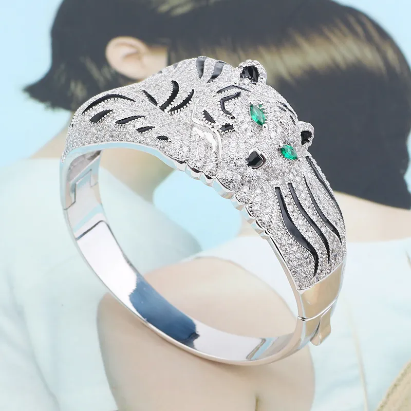 Classico bracciale rigido in argento dorato con motivo leopardato, anello, stile Love Designer per donne, uomini, ragazze, mamma e figlia, stilista di moda_voghion.com